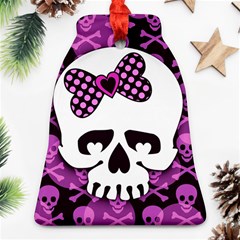 Pink Polka Dot Bow Skull Bell Ornament (Two Sides) from ArtsNow.com Back