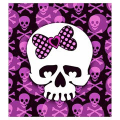 Pink Polka Dot Bow Skull Drawstring Pouch (Large) from ArtsNow.com Front