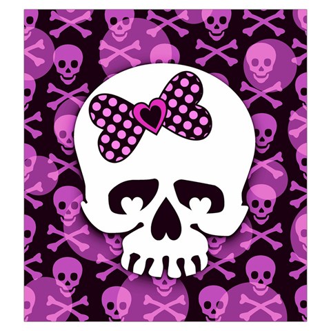 Pink Polka Dot Bow Skull Drawstring Pouch (Large) from ArtsNow.com Back