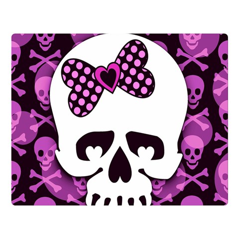 Pink Polka Dot Bow Skull Double Sided Flano Blanket (Large) from ArtsNow.com Blanket Back