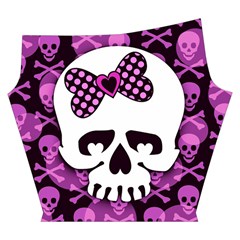 Pink Polka Dot Bow Skull Yoga Cropped Leggings from ArtsNow.com Left