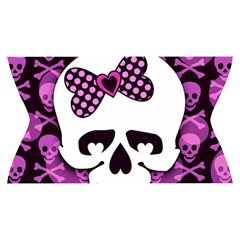 Pink Polka Dot Bow Skull Yoga Cropped Leggings from ArtsNow.com Waistband Front