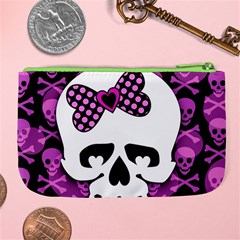 Pink Polka Dot Bow Skull Large Coin Purse from ArtsNow.com Back