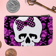 Pink Polka Dot Bow Skull Large Coin Purse from ArtsNow.com Back