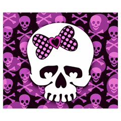 Pink Polka Dot Bow Skull Zipper Medium Tote Bag from ArtsNow.com Front