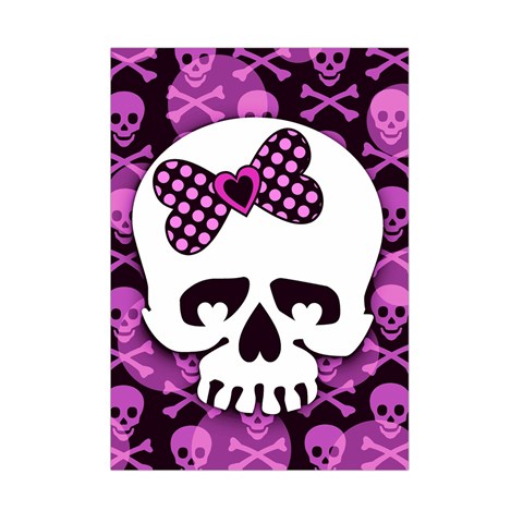 Pink Polka Dot Bow Skull Small Tapestry from ArtsNow.com Front