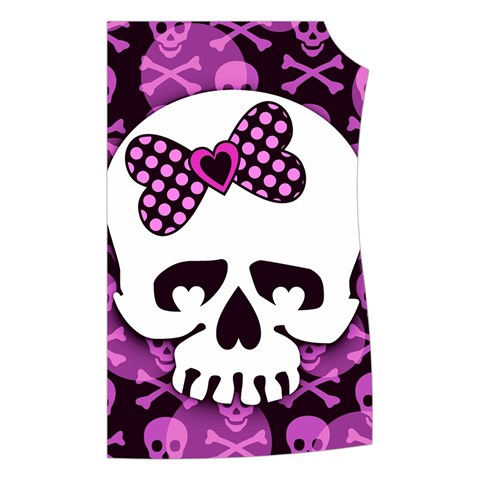 Pink Polka Dot Bow Skull Women s Button Up Vest from ArtsNow.com Front Left