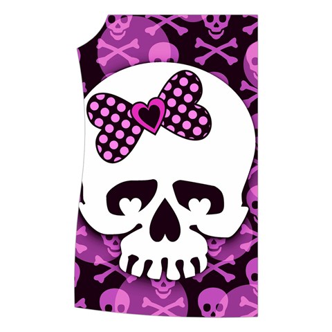 Pink Polka Dot Bow Skull Women s Button Up Vest from ArtsNow.com Front Right