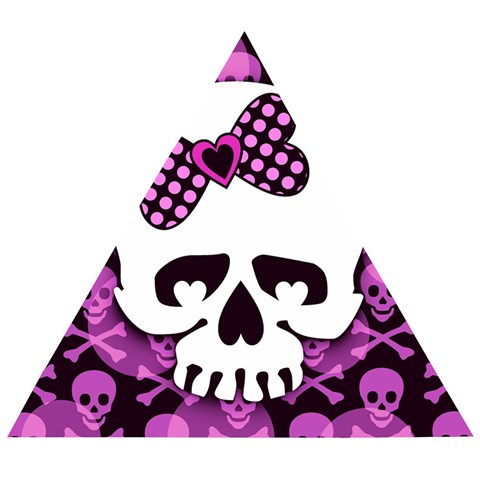 Pink Polka Dot Bow Skull Wooden Puzzle Triangle from ArtsNow.com Front