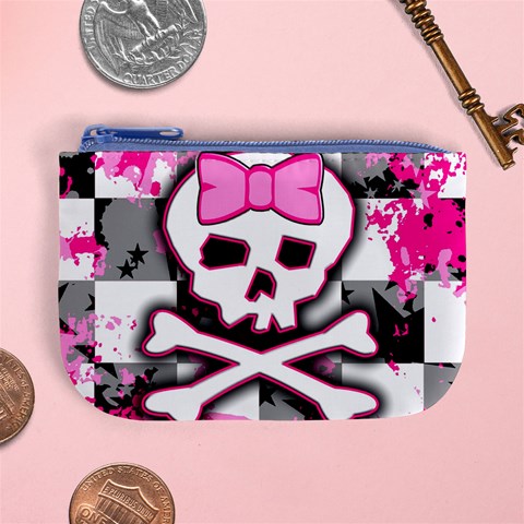 Pink Skull Scene Girl Mini Coin Purse from ArtsNow.com Front