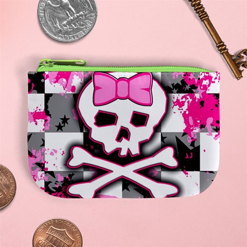 Pink Skull Scene Girl Mini Coin Purse from ArtsNow.com Front