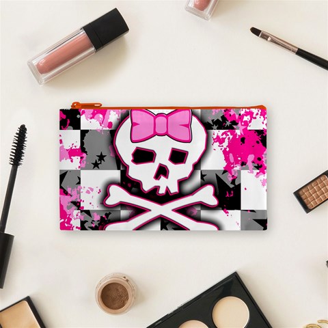 Pink Skull Scene Girl Cosmetic Bag (Small) from ArtsNow.com Front