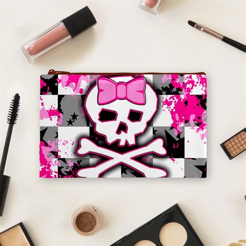 Pink Skull Scene Girl Cosmetic Bag (Medium) from ArtsNow.com Front