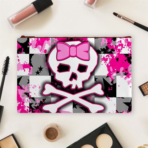 Pink Skull Scene Girl Cosmetic Bag (Large) from ArtsNow.com Front