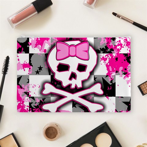 Pink Skull Scene Girl Cosmetic Bag (Large) from ArtsNow.com Front