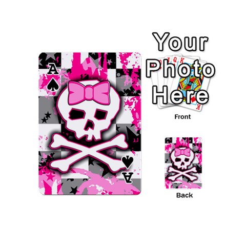 Ace Pink Skull Scene Girl Playing Cards 54 Designs (Mini) from ArtsNow.com Front - SpadeA