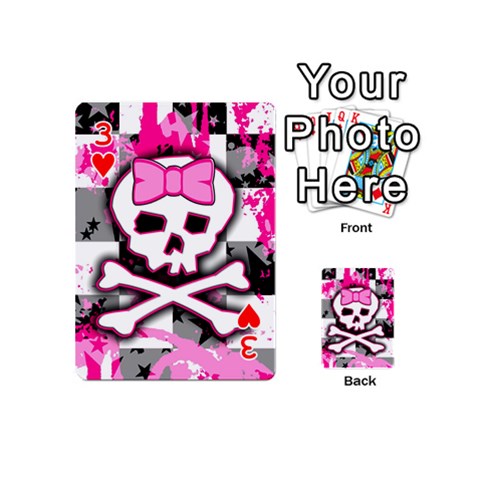 Pink Skull Scene Girl Playing Cards 54 Designs (Mini) from ArtsNow.com Front - Heart3