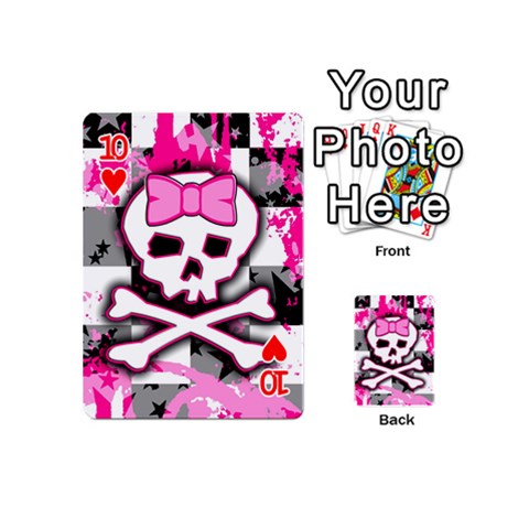 Pink Skull Scene Girl Playing Cards 54 Designs (Mini) from ArtsNow.com Front - Heart10