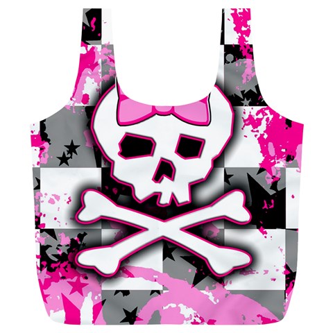 Pink Skull Scene Girl Full Print Recycle Bag (XL) from ArtsNow.com Back