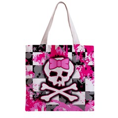 Pink Skull Scene Girl Zipper Grocery Tote Bag from ArtsNow.com Front