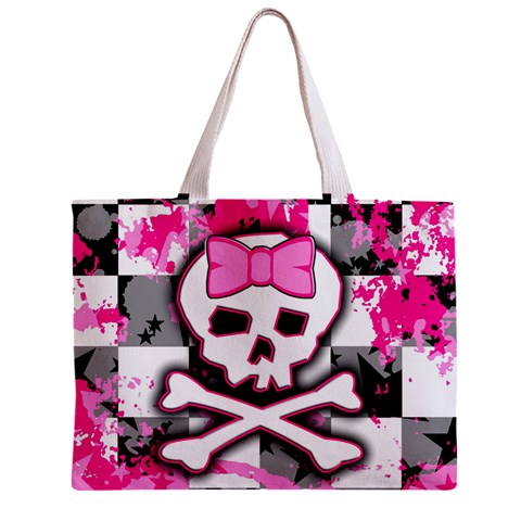 Pink Skull Scene Girl Zipper Mini Tote Bag from ArtsNow.com Front