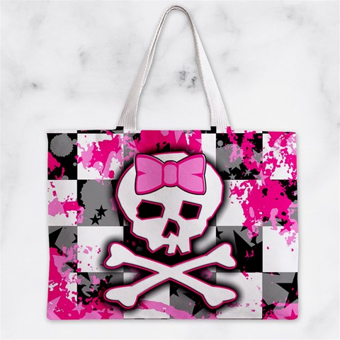 Pink Skull Scene Girl Zipper Mini Tote Bag from ArtsNow.com Back