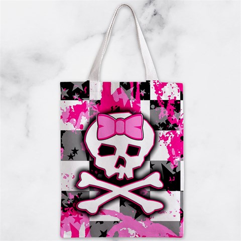 Pink Skull Scene Girl Zipper Classic Tote Bag from ArtsNow.com Back