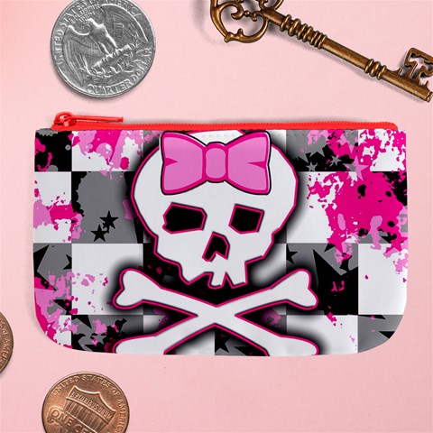 Pink Skull Scene Girl Large Coin Purse from ArtsNow.com Front