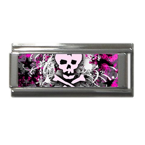 Pink Skull Splatter Superlink Italian Charm (9mm) from ArtsNow.com Front