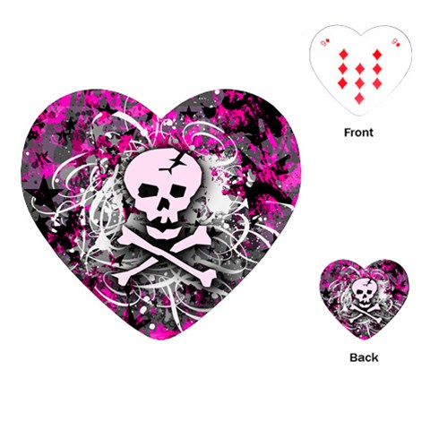 Pink Skull Splatter Playing Cards Single Design (Heart) from ArtsNow.com Front