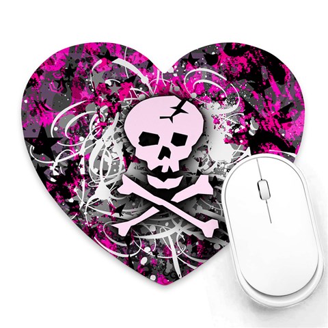 Pink Skull Splatter Heart Mousepad from ArtsNow.com Front