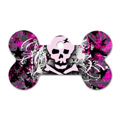 Pink Skull Splatter Dog Tag Bone (Two Sides) from ArtsNow.com Back