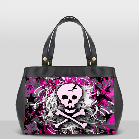 Pink Skull Splatter Oversize Office Handbag from ArtsNow.com Front