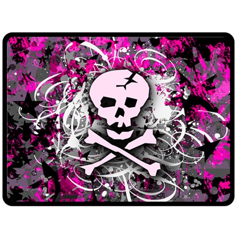 Pink Skull Splatter Fleece Blanket (Large) from ArtsNow.com 80 x60  Blanket Front