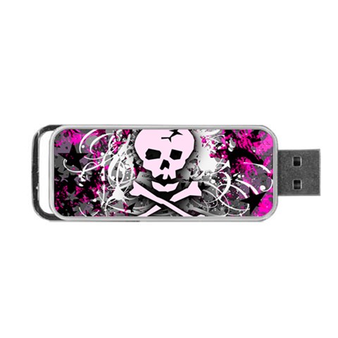 Pink Skull Splatter Portable USB Flash (One Side) from ArtsNow.com Front