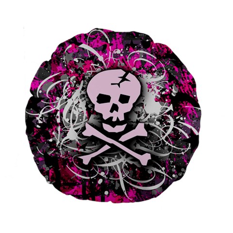 Pink Skull Splatter Standard 15  Premium Round Cushion  from ArtsNow.com Back