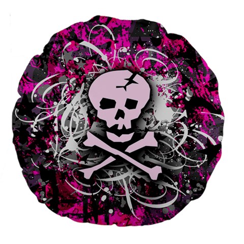 Pink Skull Splatter Large 18  Premium Round Cushion  from ArtsNow.com Back