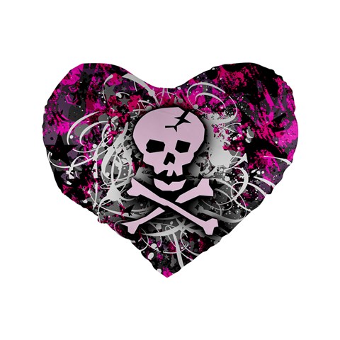 Pink Skull Splatter Standard 16  Premium Heart Shape Cushion  from ArtsNow.com Back