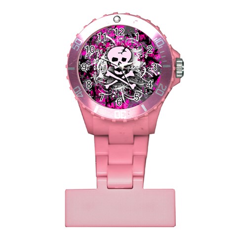 Pink Skull Splatter Plastic Nurses Watch from ArtsNow.com Front