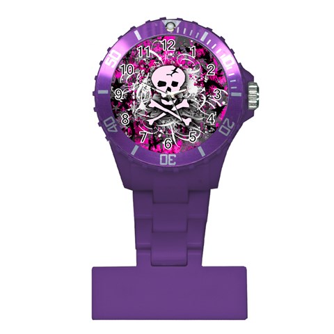 Pink Skull Splatter Plastic Nurses Watch from ArtsNow.com Front