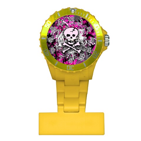 Pink Skull Splatter Plastic Nurses Watch from ArtsNow.com Front