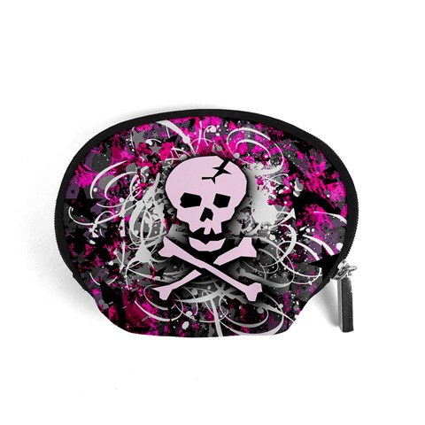 Pink Skull Splatter Accessory Pouch (Small) from ArtsNow.com Front