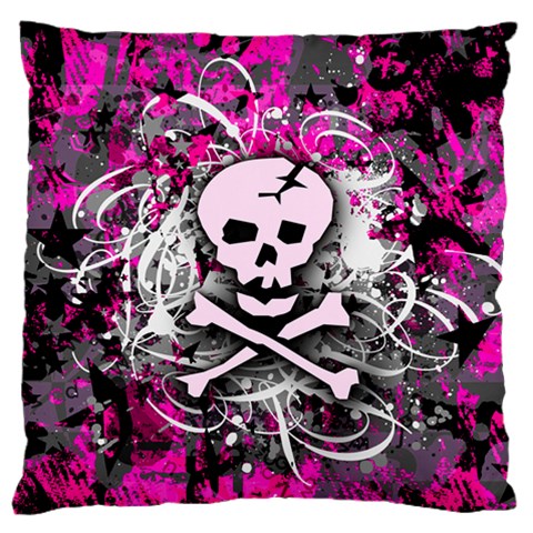 Pink Skull Splatter Standard Flano Cushion Case (One Side) from ArtsNow.com Front