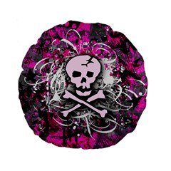 Pink Skull Splatter Standard 15  Premium Flano Round Cushion  from ArtsNow.com Front