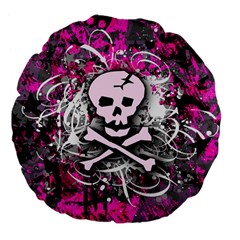 Pink Skull Splatter Large 18  Premium Flano Round Cushion  from ArtsNow.com Front