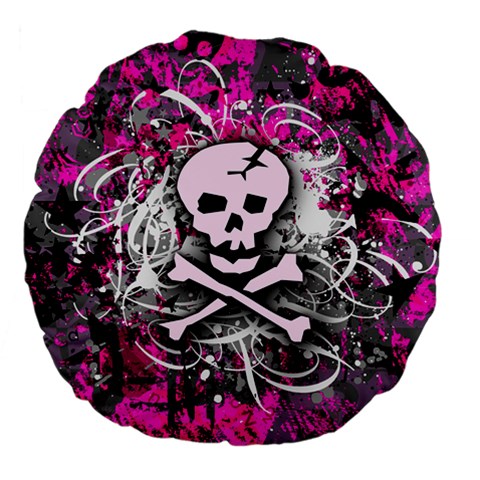 Pink Skull Splatter Large 18  Premium Flano Round Cushion  from ArtsNow.com Back