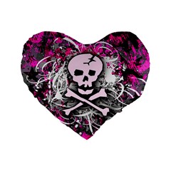 Pink Skull Splatter Standard 16  Premium Flano Heart Shape Cushion  from ArtsNow.com Front