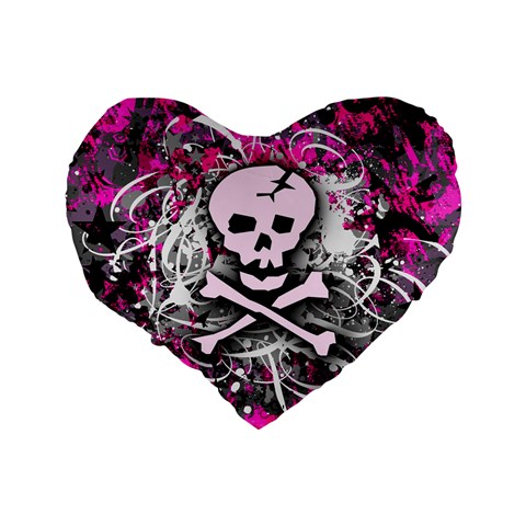 Pink Skull Splatter Standard 16  Premium Flano Heart Shape Cushion  from ArtsNow.com Back