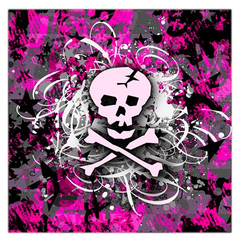 Pink Skull Splatter Large Satin Scarf (Square) from ArtsNow.com Front