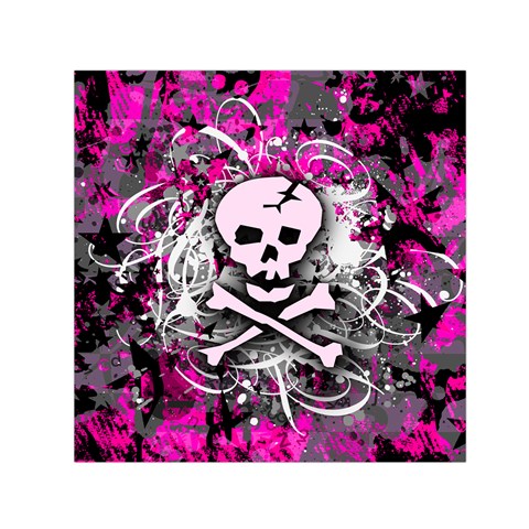 Pink Skull Splatter Small Satin Scarf (Square) from ArtsNow.com Front